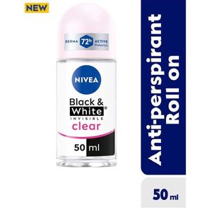 NIVEA Black & White Invisible Clear Anti-Perspirant Rollon 48h - 50ml.