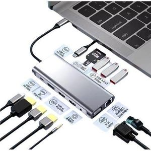 Usb Power 11 In 1 USB C HUB Type C Adapter To 4K HDMI-Compatible VGA