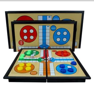 Ludo Board Game-Portable Travel Magnetic Family Brain Game for Kids