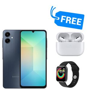 Samsung GALAXY A06,64GB ROM. +4GB RAM,5000MAH,50MP,25W CHARGING,BUDS & SMART WATCH