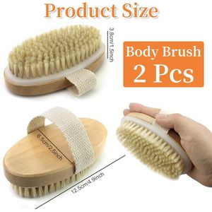 2pcs Dry Brush Bath Brush Body Brush Sponge Bath Brush No Handle Brush Short Wooden Body Shower Brush Scrubber Spa Bathroom Body Brush