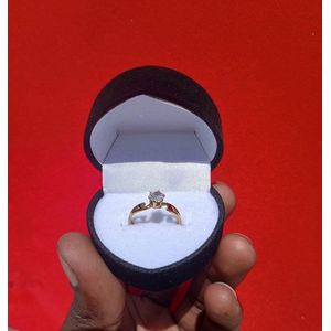 Quality Gold Plated Cute Proposal Engagement Ring For Lady  With A Free Lovely Jewelry Box 