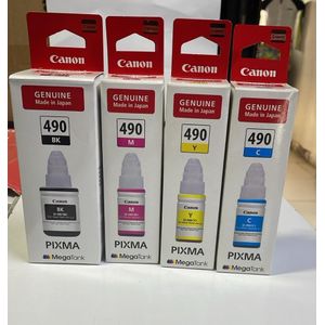Canon GI 490 SET( Black,cyan,yellow and magenta) Ink Bottle - 135ml, High-Yield, Compatible with PIXMA G-Series