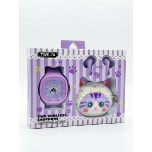 Wireless Earbuds + Kids Cartoon Watch Gift Set