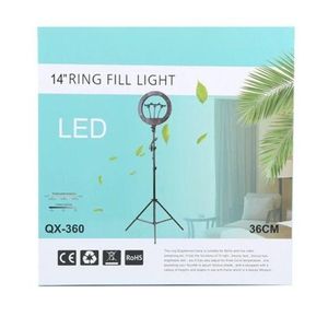 QX-360 14-Inch LED Ring Light Adjustable Brightness & Color Temperature USB Powered Tripod Stand for YouTube TikTok Videos