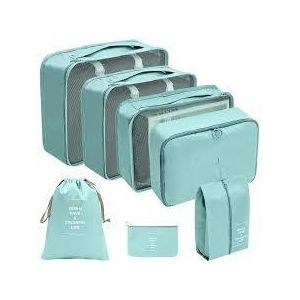 Mint Green 7pcs Luggage Travel Suitcase Organizers