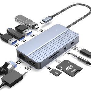 10-In-1 USB-C/Type-C Hub With 100W Power Delivery HDMI 4K 100Mbps Ethernet