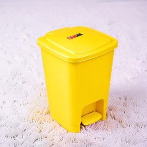 30L Yellow Hard Plastic Lift Up Lid Easy Use Step Pedal Waste Garbage Dust Bin 