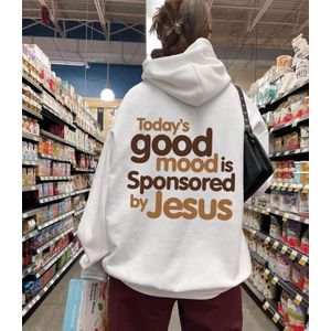 White hoodie with print jumper unisex