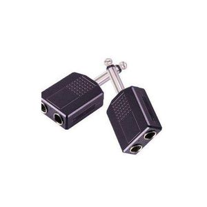 Male To Female 6.35mm Double Mono Headphone Microphone Splitter Converter 14 Inch Stereo Audio Jack Plug Adapter Black