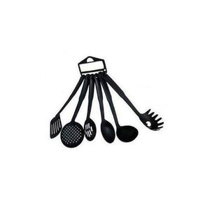 6 Piece Non-Stick Cooking Spoons Set - Black