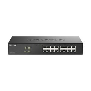 DGS-1016C/B 16-Port Gigabit Unmanaged Desktop Switch 10/100/1000Mbps Plug and Play Auto MDI/MDIX Fanless Metal Housing Energy Efficient Network Switch for Home Office Business CCTV IP Phones and Enterprise Networks