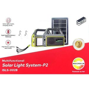 Itel Solar Lighting System ISLS-002B - 7200mAh Battery, 2x 3W LED Bulbs, FM Radio, Bluetooth, USB Charging
