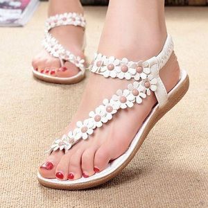 SHJO Women's Sandal Shoes Floral Design Open Toe Faux Leather Comfortable Non-slip Lightweight Casual Beach Daily Wear Flat Sandals White