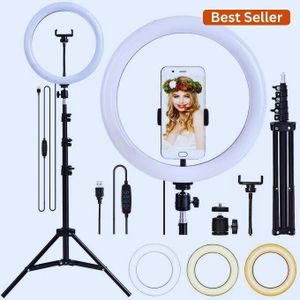 14-Inch LED Ring Light with Adjustable Stand - 58W, 5500K, Dimmable for Photography, Makeup, Live Streaming