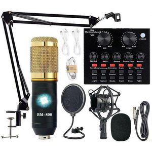 BM800 Condenser Mic Complete Set With V9 Live Sound Card, Shock Mount And Windscreen For Professional Podcast Studio Setup
