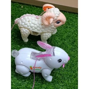 Bunny rabbit and sheep.