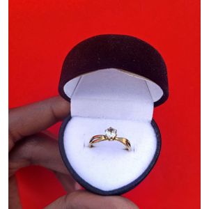 Quality Gold Plated Cute Proposal Engagement Ring For Lady  With A Free Lovely Jewelry Box 