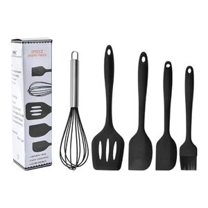 12-Piece Silicone Kitchen Utensils Set with Holder – Heat Resistant Cooking Tools (Black)