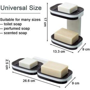 Double-Layer Wall Mounted Soap Holder – Adhesive Bathroom Soap Box Organizer