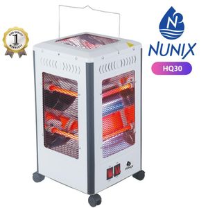 Nunix  2000W 4-Sided Quartz Room Heater - Electric Energy Saving Heater with 5 Heat Settings, Wheels & Cooking Top