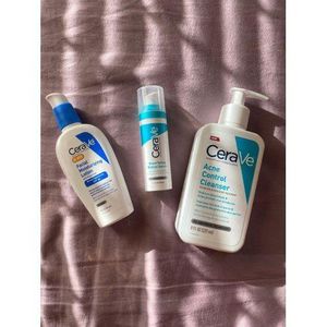 Cerave.Acne Control Cleanser + AM Facial Moisturizing Lotion SPF 30 (89ml) + Resurfacing Retinol Serum – 3-Piece Skincare Set of 3.