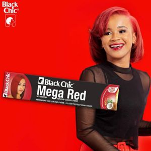 Black Chic Mèga RED Permanent Hair Color Creme Dye No More Gray Hair cf