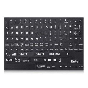 Bn Universal English Keyboard Stickers Computer Letter, Replacement Full Black Background with Large White Lettering for PC Laptop Computer Desktop Notebook Keyboards (1pc, Black)