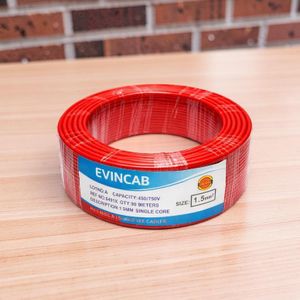 Evin Easy to Install Red 1.5mm 90M Single Core Flexible PVC Insulated Heavy Duty Wiring Electrical Cable