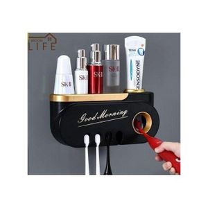 Toothpaste dispenser and toothbrush holder