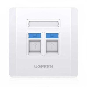  NW144 Dual-Port RJ45 Wall Plate – White Network Faceplate for Cat6/Cat5e LAN Cables, Keystone Jack Compatible, Home & Office Ethernet Outlet, Structured Wiring, Durable ABS Plastic, Professional Cable Management