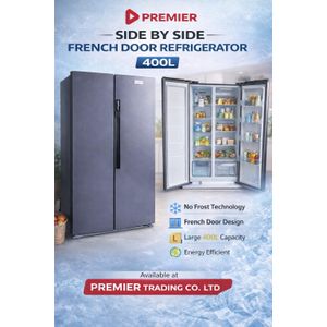 Premier 400L Side By Side Refrigerator French Door No Frost Kitchen Fridge With Large Storage And Energy Efficient Cooling