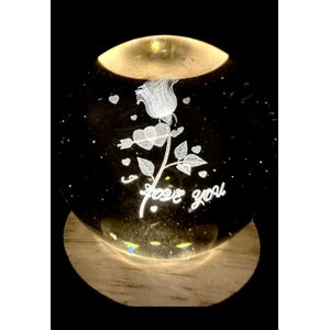 3D Crystal LED Love Lamp / Engraved Glass Gift Light