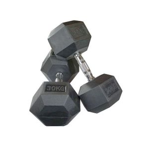 1 Pair Rubber Coated Hexagon Dumbbell 35 KG