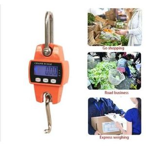 300 KG Orange Digital Hanging Digital Weigh Scale with Accurate Sensors, Handheld 300Kg Mini Crane Scale with Hooks for Meat Butchery Farm Hunting