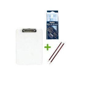 Clear Clip Board, Clear Geometrical Set + 2 HB Pencils