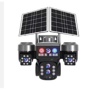 Solar Light 4G (Simcard) V380 Triple Lens Three Screens Camera Solar Powered - (PIR Human Detection,Colored Night Vision, All Weatherproof, Security Video IP Camara 4mp Battery CCTV Monitor)