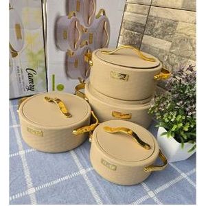 Leatherite  4pcs Insulated Hotpots Serving Dish Casserole Set Hot Pot Serveware Set Serve or Keep Food Hot or Cold Size 1000/1500/2500 and 3500ml