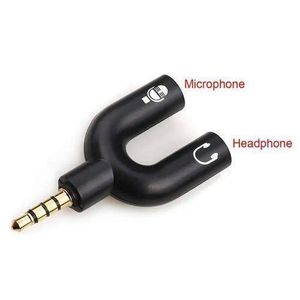 3.5mm Jack Audio Splitter Dual Headphone Microphone Y Separator Headphones Male To 2-Female Stereo U-Shaped Type Adapter