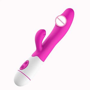 G spots Rabbit SILICON Vibrator 30 Vibration Models Double Stimulation Sex Toys Dildo for Women Masturbation RIBBED