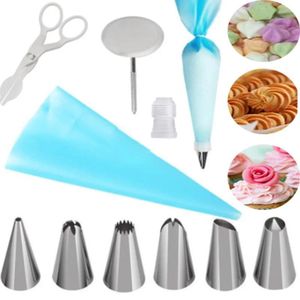 Piping Bag and Tips Set,10pcs Cake Decorating Set Cupcake Decorating Supplies Tip Kit includes Icing Chip Pastry bag, Scissor Flower Nail Coupler, Icing Pastry bag and Chipset