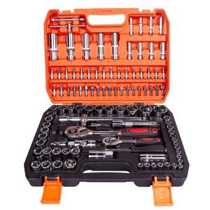 108-piece mechanic's tool set 1/4,3/8,1/2" Drive Bit Socket,Piece Master Hex,Reversible Ratchet Handle, Socket Metric,Car Tools Kit,Drill Adapter And Suitcase,CR-V-  For Professional and DIY Project in Automotive, Household , Manufacturing, Construction
