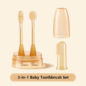 DJL 3-in-1 Baby Silicone Toothbrush Set, Food Grade, 0-18 Months BPA Free