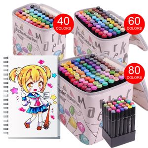 STA 30/40/60/80 Colors Alcohol Based Color Marker Dual Tip for Art