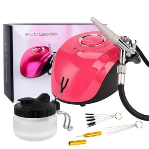 Multi-Purpose Airbrush Mini Air Compressor Set Gravity Feed Air Brush Kit for Car,Cake Decorating,Shoes, Models, Nails, Clothes, Cookies, Baking, Food