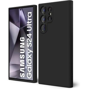 Soft Flexible Silicone Case for Samsung Galaxy S24 Ultra, Shockproof Anti-Scratch Slim TPU Protective Back Cover (Black)