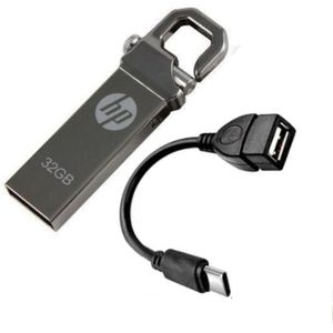 HP Original Smart FlashDisk , 32GB , Metallic 32 GB and Free OTG Type-C for transfer of data to type c phones & Speaakers