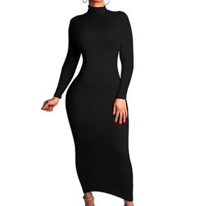 Fashion (White)CUHAKCI Women Autumn Solid Long Sleeve Turtleneck Bodycon  Dress Office Ladies Form Fitted Spring Black Pencil Dresses BEA @ Best  Price Online