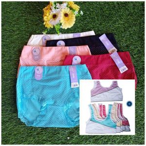 4pcs Flawless Pure Cotton Seamless Panties With free 2PCs Pure Cotton Teenage Girls Bra Top Bralletes