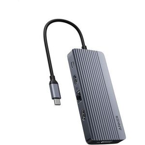 Anker USB C Hub, Dual-Display USB-C Hub (10-in-1), 4K@30Hz HDMI Display, 1080p VGA with 100W Max Power Delivery, 5 Gbps USB-C and USB-A Data Ports, For MacBook, Lenovo, Dell XPS, HP Laptops